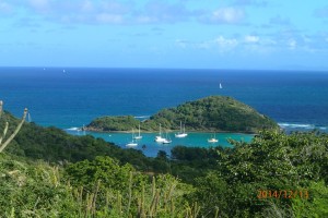 Salt Whistle Bay (Mayreau), widok z samej góry wyspy